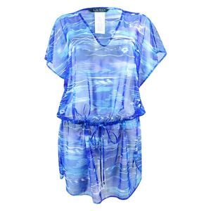 Lauren by Ralph Lauren Women's Calypso Ikat-Print Tunic Cover-Up - Blue